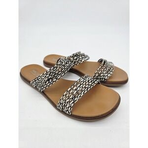 Michael Shannon Sandals Womens Size 8 Slip on Slides Black Tan